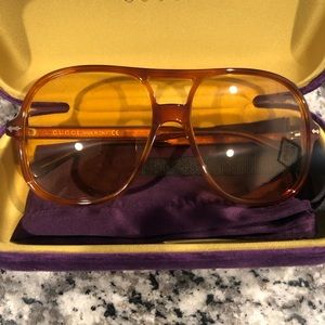 Gucci tortoiseshell acetate aviator sunglasses